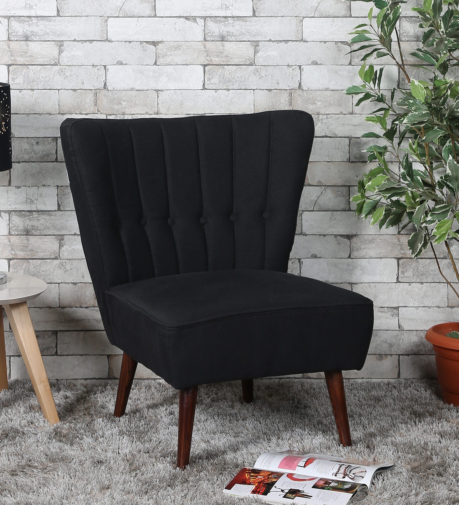Valencia Accent cum Lounge Chair in Black Colour