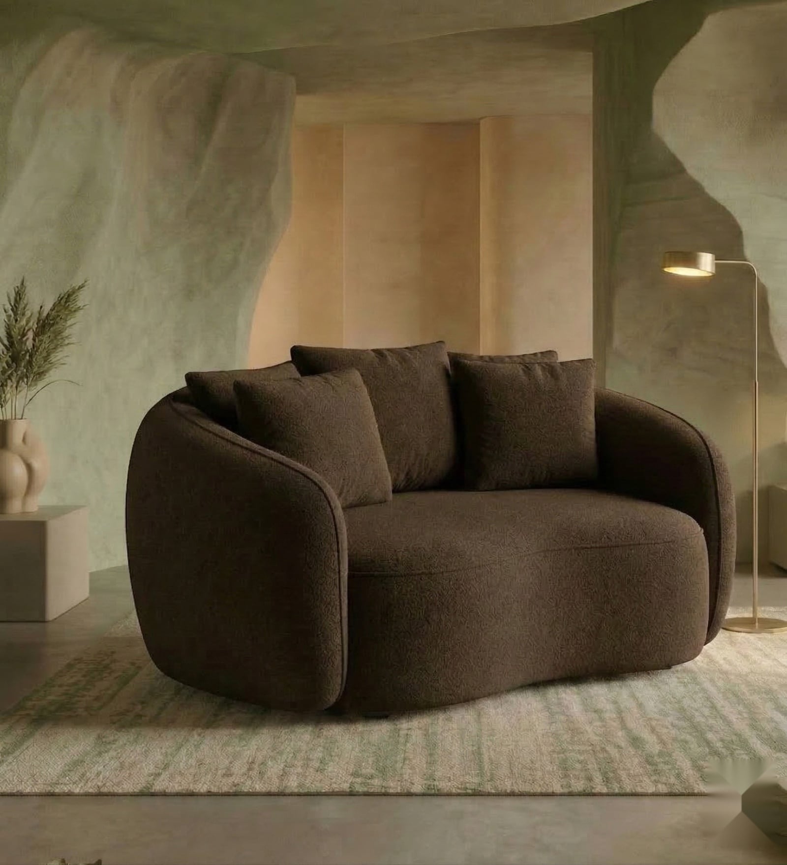 Valencia Royal 1 Seater Sofa In Dark Brown Color