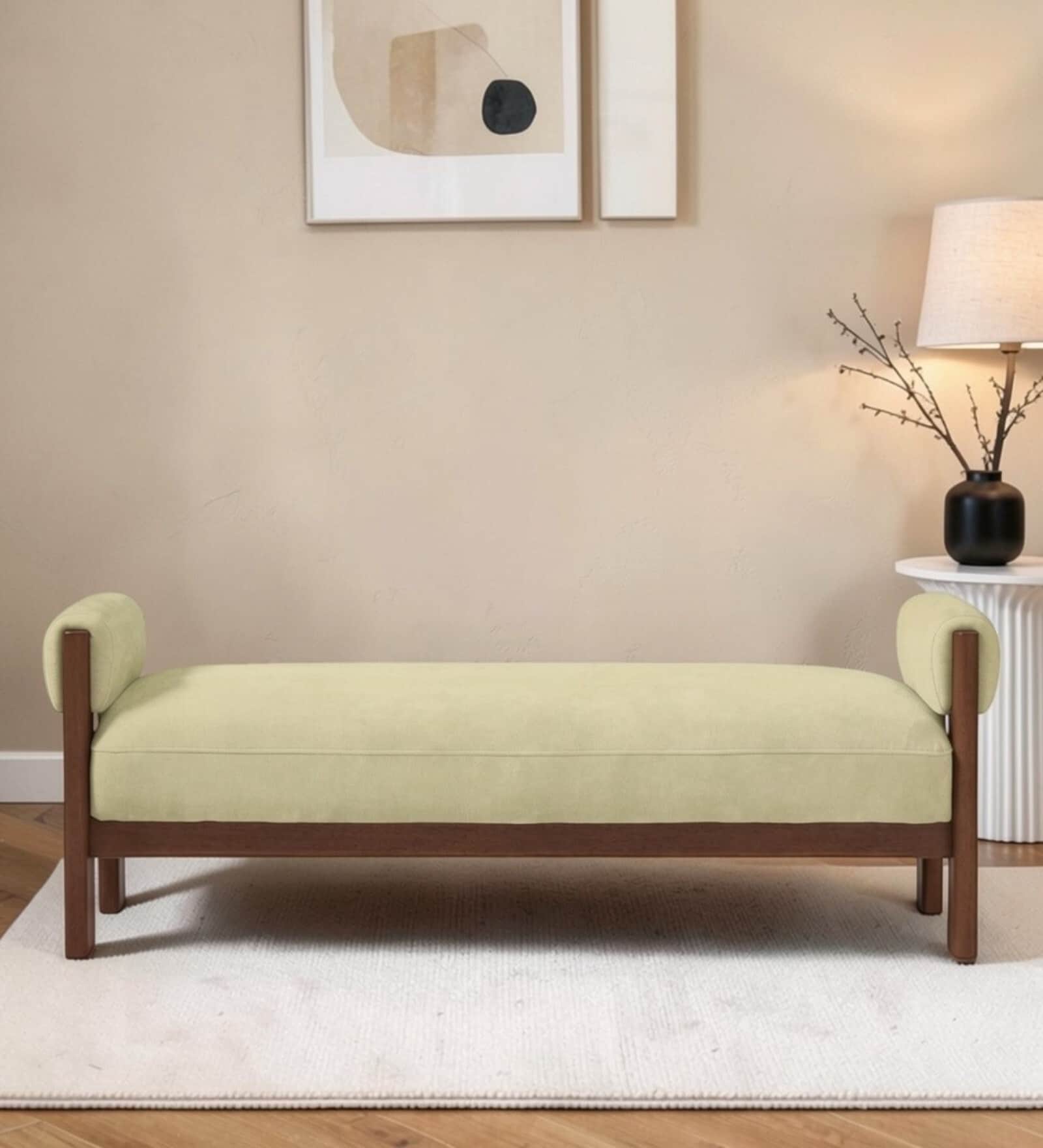 Valencia Sheesham Wood Bench In Beige Color Valencia Sheesham Wood Bench In Beige Color