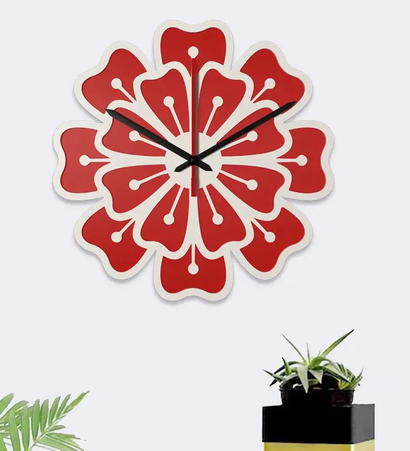 Valentina Engineered Wood Red Wall Clock