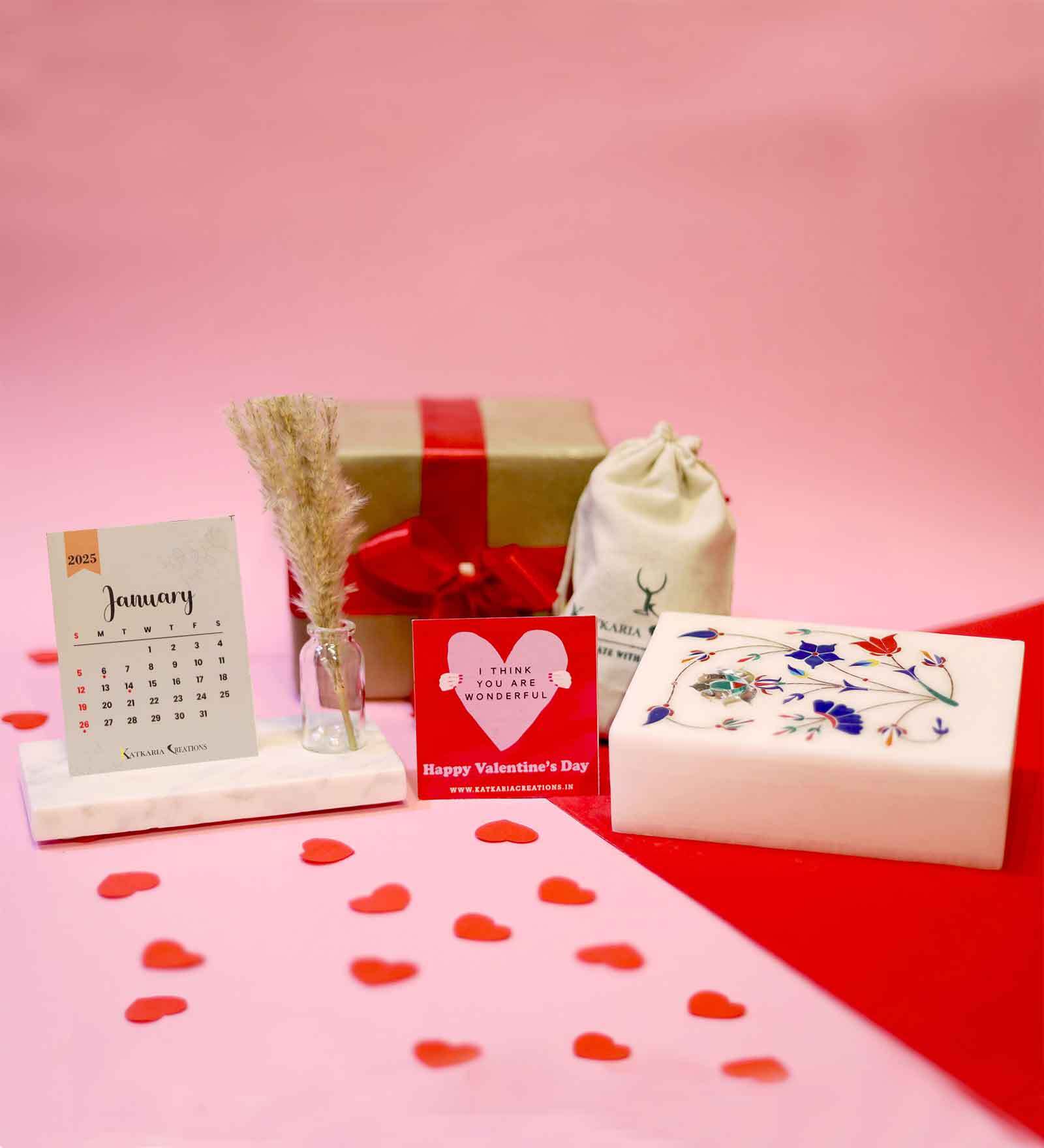 Buy Valentines Day Gift with Inlay Marble Box & Desk Calendar 2025 at Box Desk Calendar 2025
