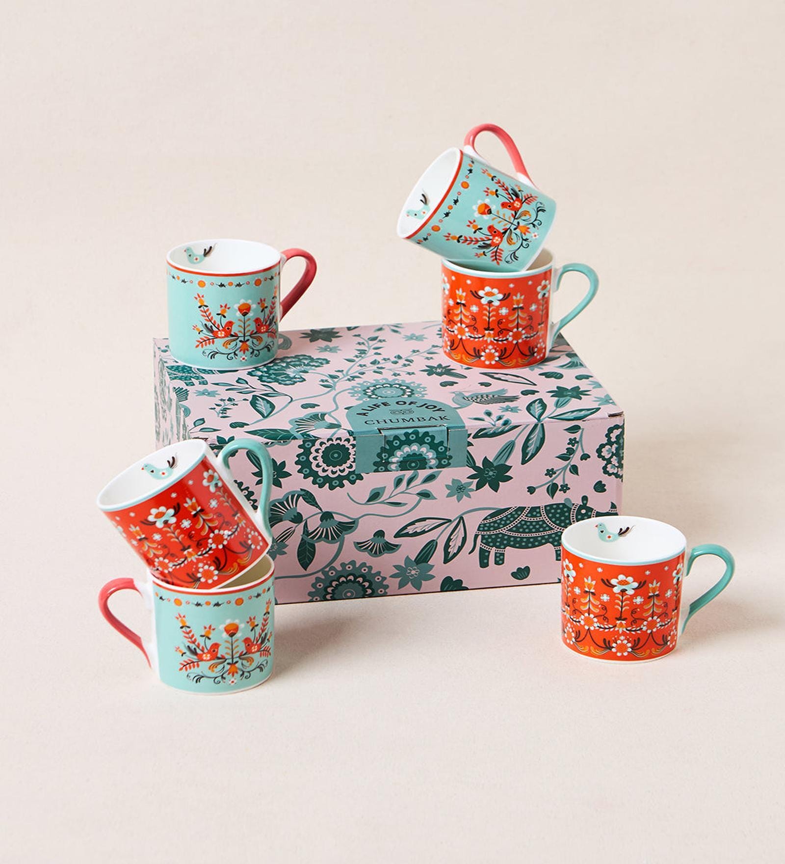 Valley Bloom Tea Mugs Gift Set of 6