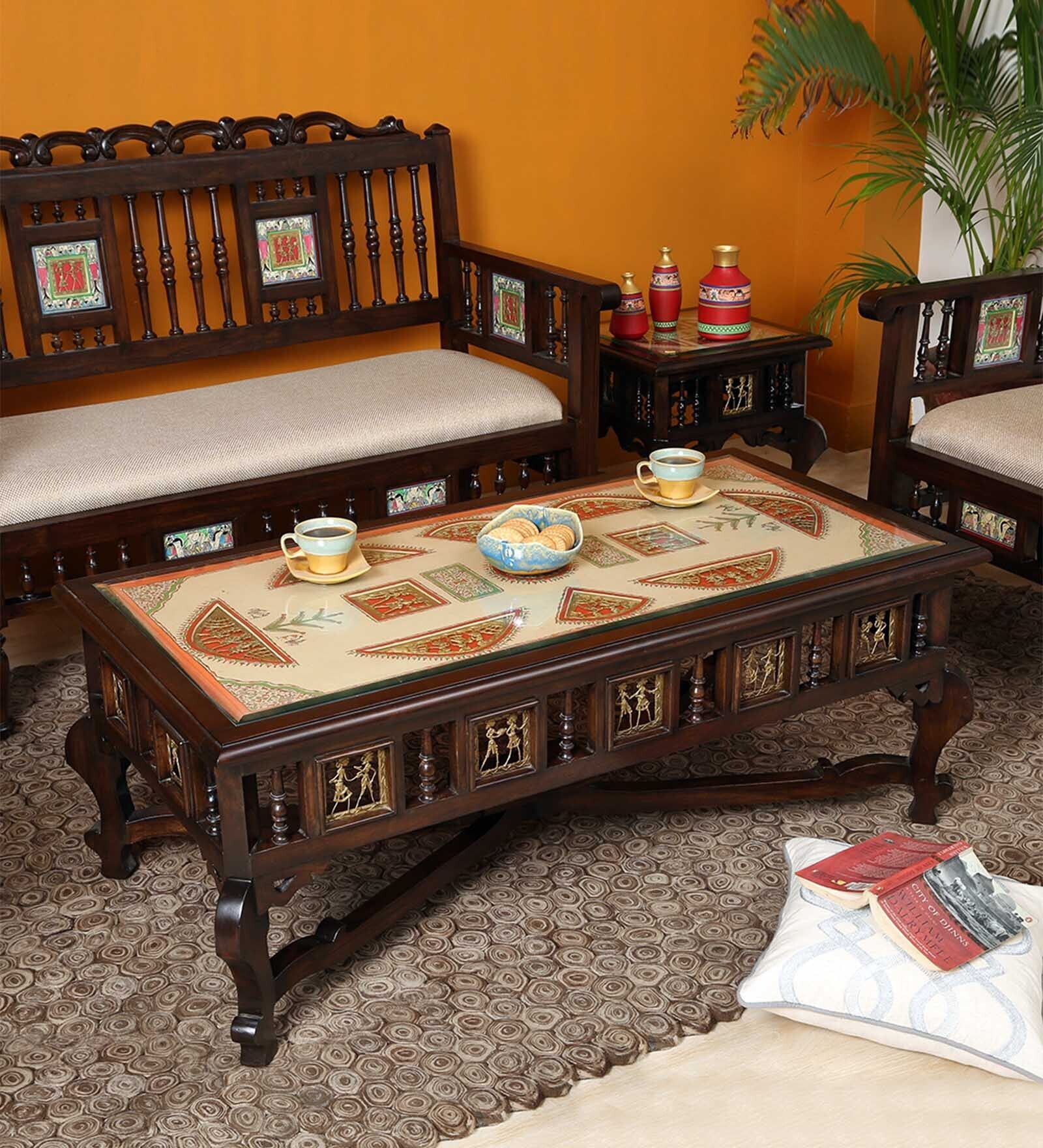 Vanam Teak Wood Coffee Table in Walnut Finish Vanam Teak Wood Coffee Table in Walnut Finish
