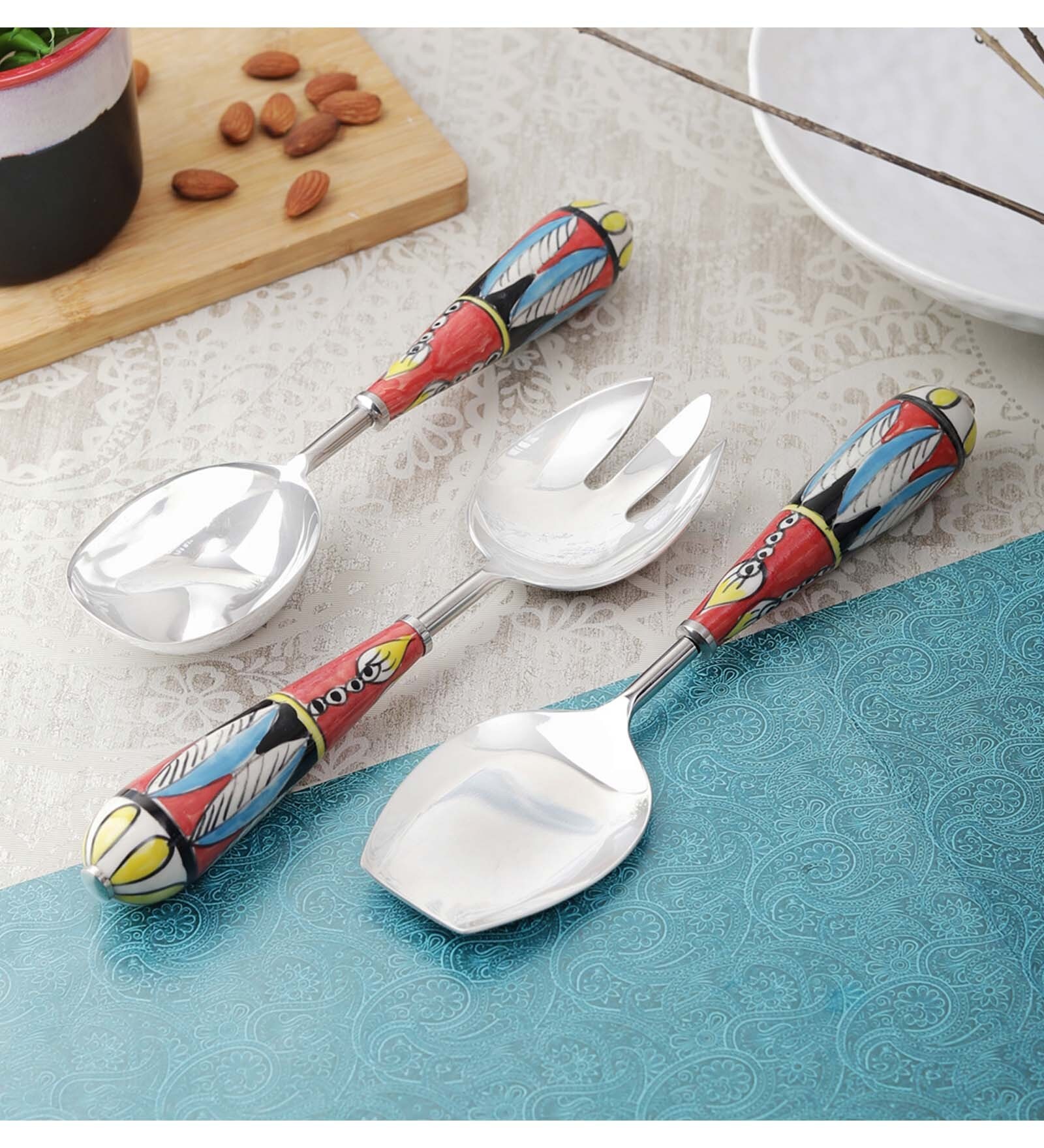 Buy Stainless Steel Serving Spoons Set of 3 by VarEesha Online Spoons
