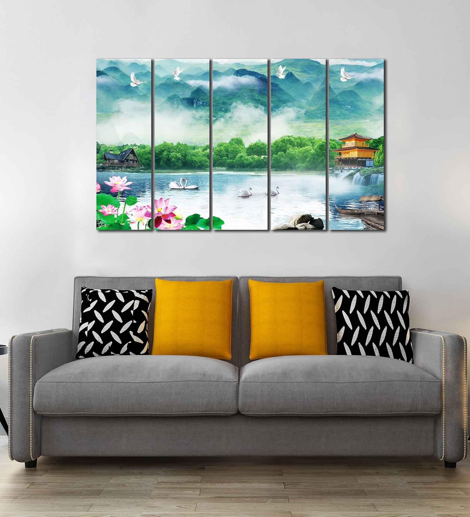 Vastu Swan Love Multicolour MDF Art Panels