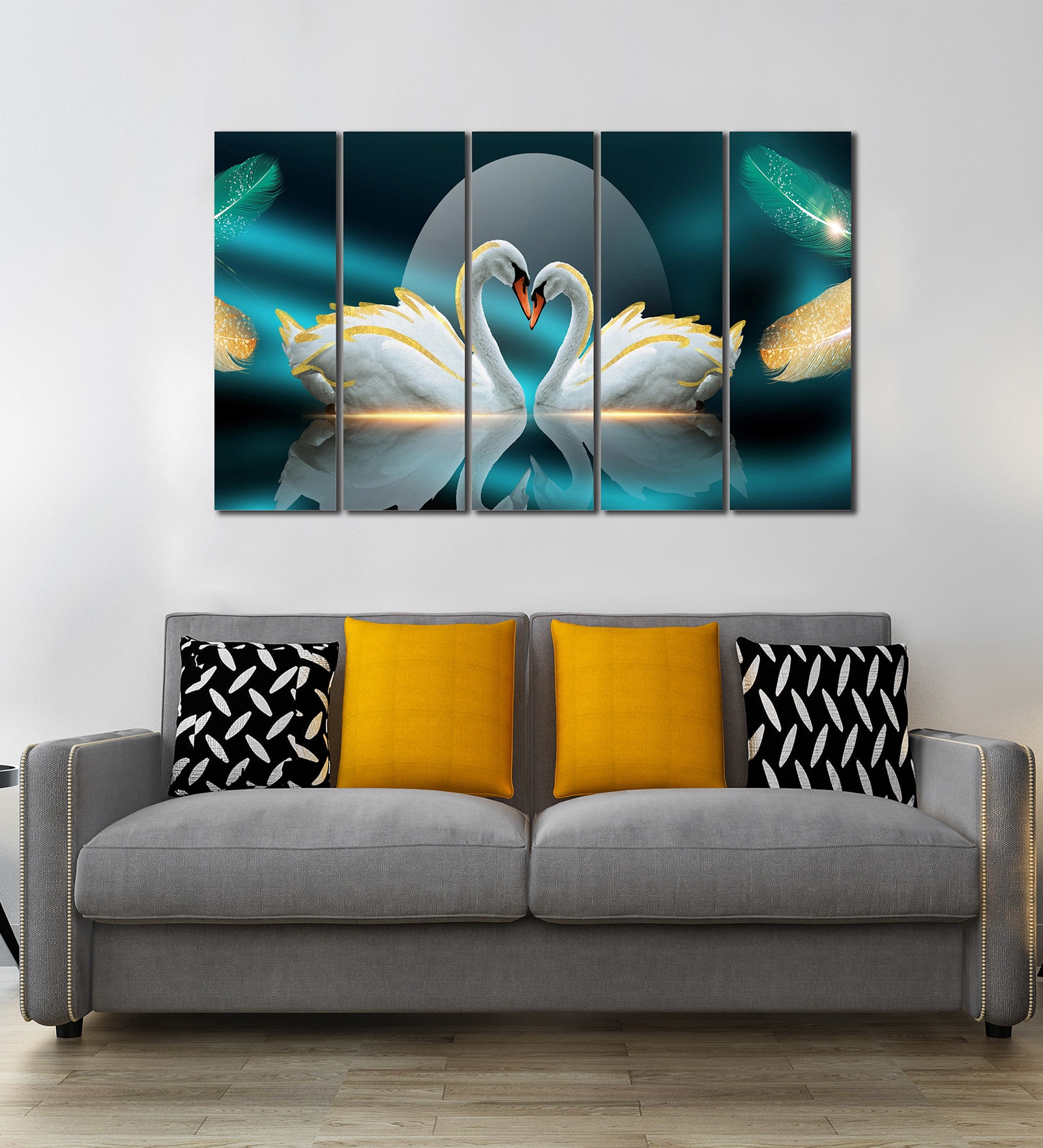 Vastu Swan Love Multicolour MDF Art Panels