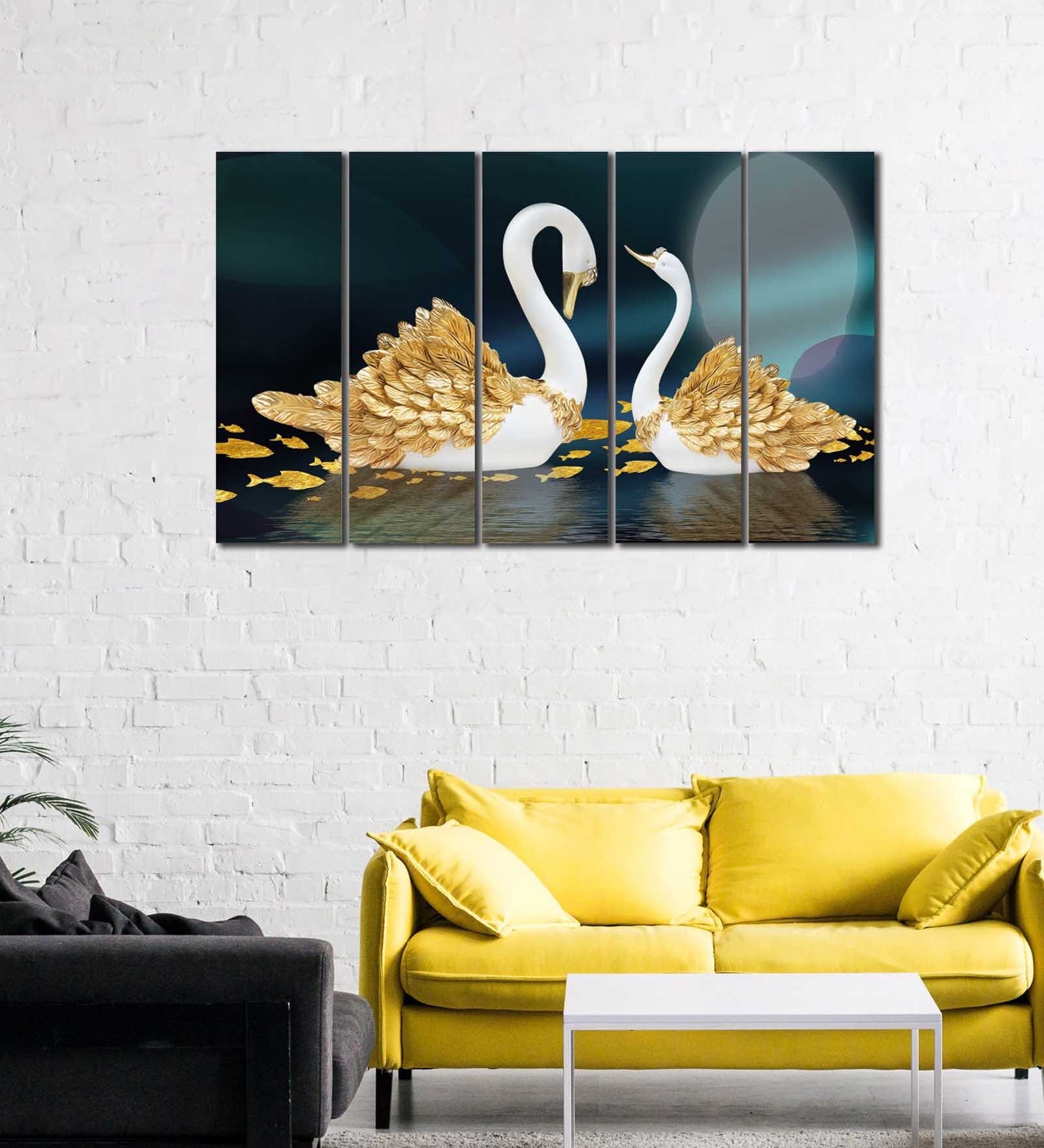 Buy Vastu Swan Pair Love Birds MDF Art Panel Set of 5 at 12 OFF by