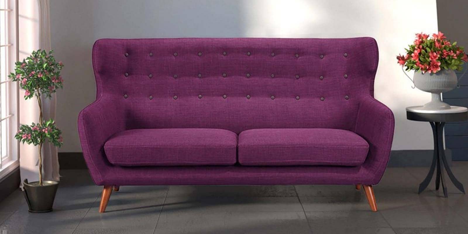 Valencia Fabric 3 Seater Sofa In Deep Sangria Colour