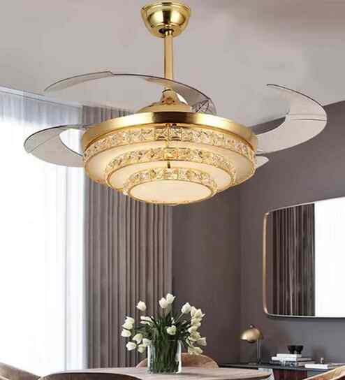 Vail Smart Fan French Gold Metal + Crystal , Google & Alexa Remote & App Control