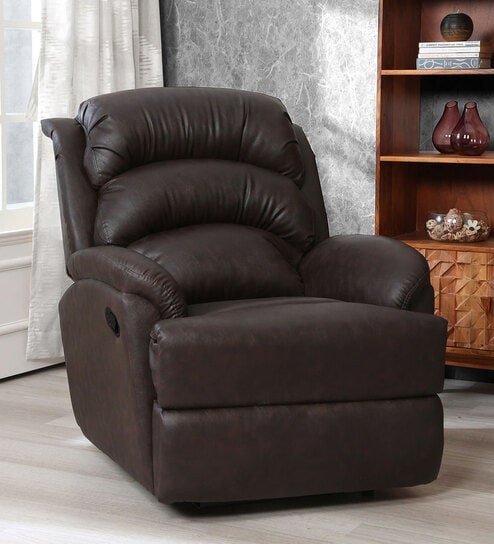 Valencia Leatherette 1 Seater Manual Recliner in Dark Chocolate Brown Colour