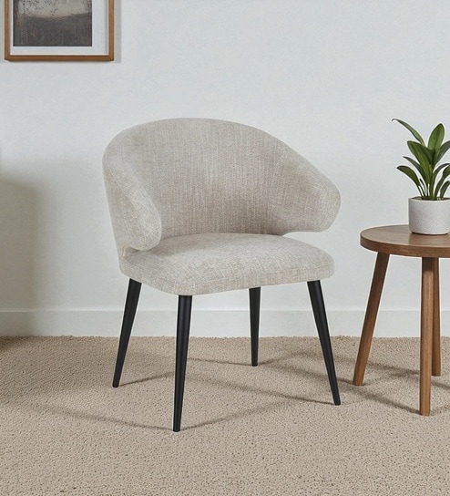 Valentina Luxe Curved Upholstered Accent Chair with Tapered Black Legs   Grey Colour