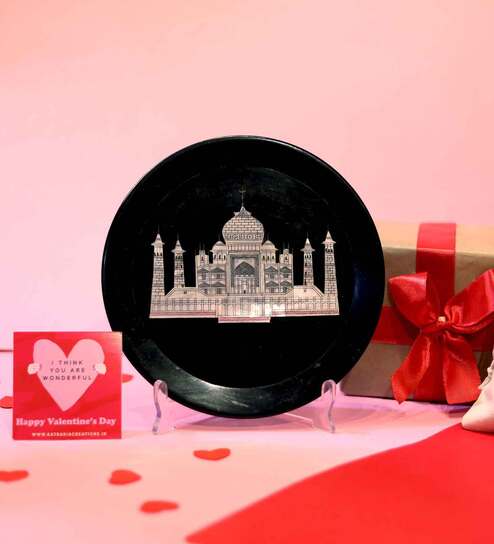Valentines Day Gift with Taj Mahal Inlay Plate