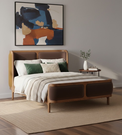 Valerio Duo-Panel Luxe Bed in velvet With Oak wood Frame & Hydraulic Storage