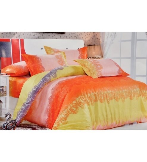 Valtellina Orange And Yellow Printed Single Bed Sheet Set by ...