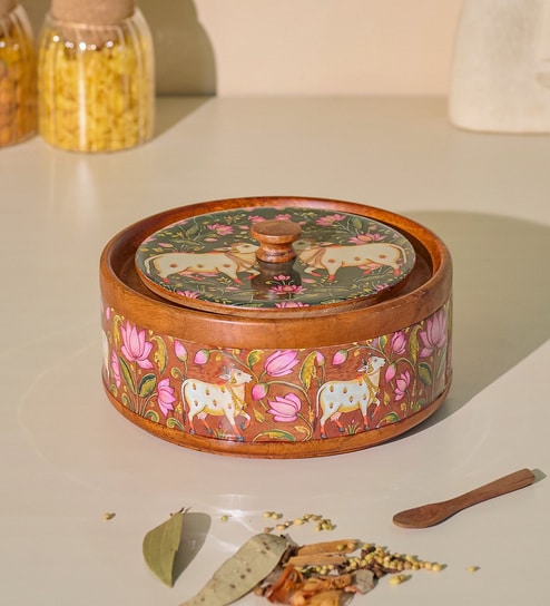 Vana Masala Box Wooden Spice Box
