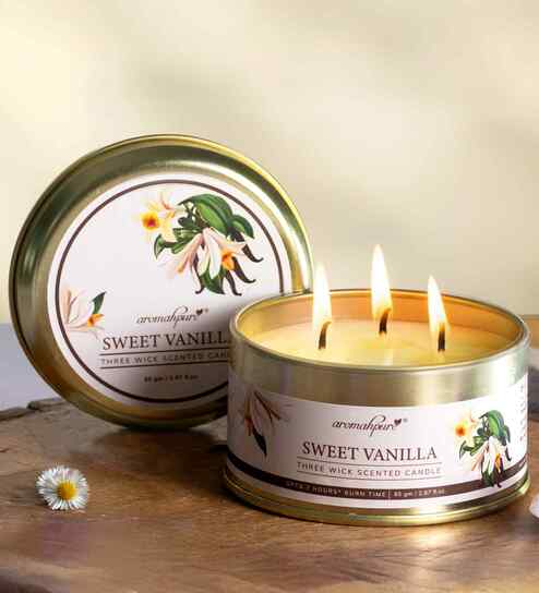 Vanilla 3 Wick Scented Candle in Container with Lid