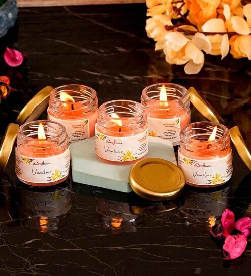 Vanilla Peach Wax (Set of 5) Scented Jar Candles