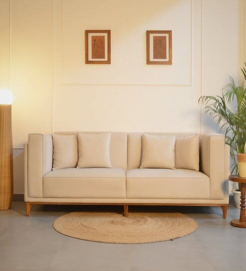 Vara Teakwood 3 Seater Sofa in Teak Finish