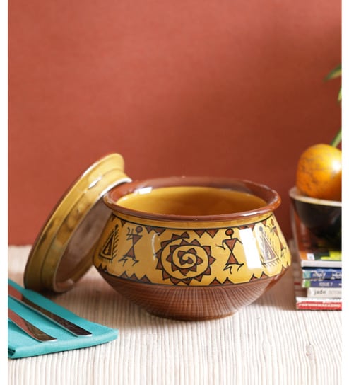 500 ML Warli Serving Ceramic Bowl By Vareesha