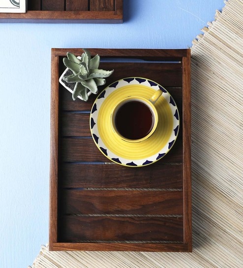 Wooden Rectangle Serving Trays Set of 2 by VarEesha