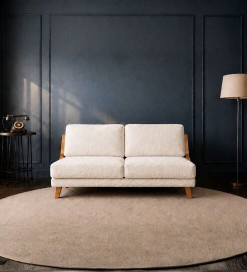 Varna White Boucle Upholstered 2 Seater Sofa Set