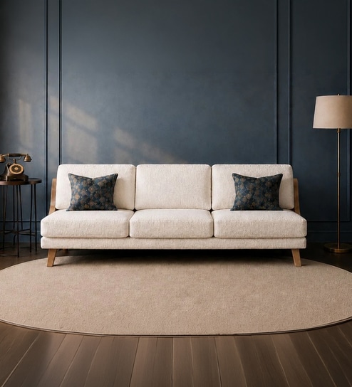 Varna White Boucle Upholstered 3 Seater Sofa Set