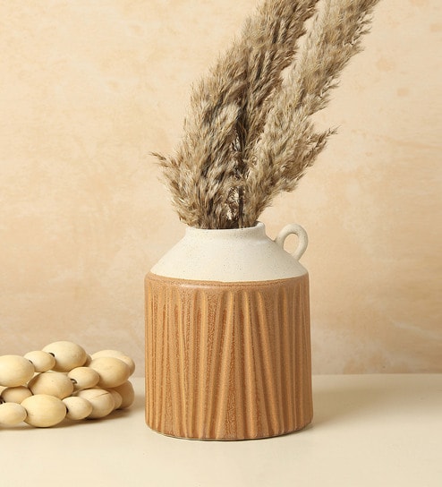 (1Pc) Brown Ceramic Vase For Table Decor