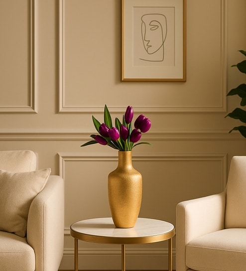 market 99 Golden Metal Flower Vase-picture-12