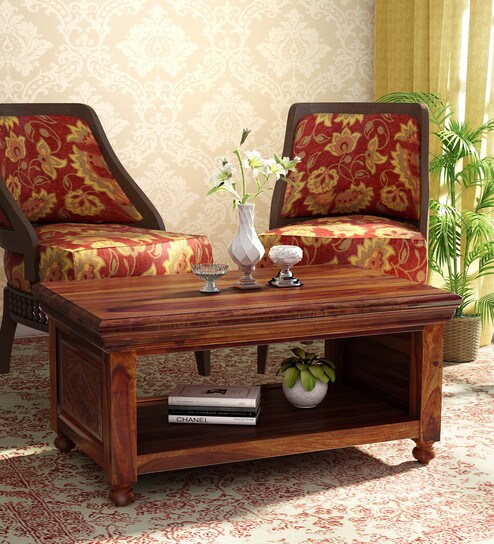 Vayaka Solid Wood Coffee Table In Honey Oak Finish By Mudramark