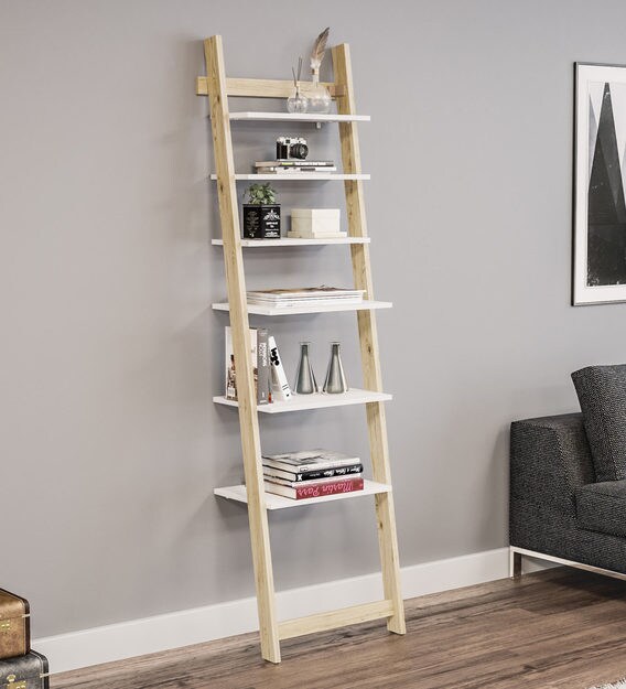 Buy Valentina Ladder Book Shelf Cum Display Unit In White Finish By Casacraft Online Contemporary Book Shelves Book Shelves Furniture Pepperfry Product