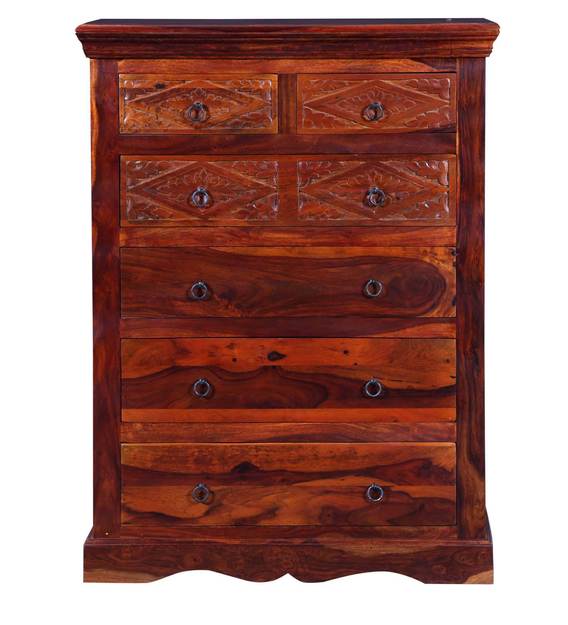 Buy Vayaka Solid Wood Chest Of Drawers In Honey Oak Finish Mudramark