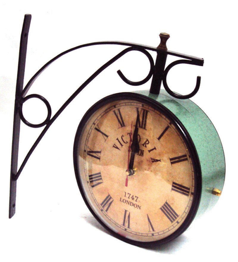 Variety Arts Green Double Side Station Wall Clock 6 inch by Variety