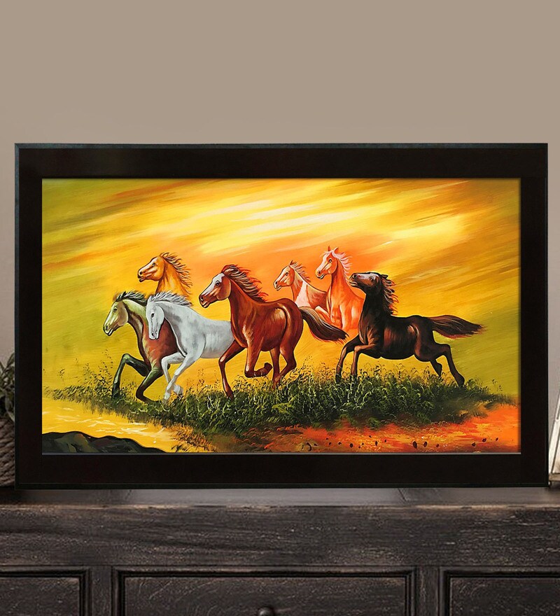 Buy Vastu Auspicious Running Horses Original Handmade Framed Oil