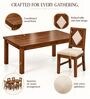Vajra 6 Seater Dining Set In Provincial Teak Finish With Beige Colour Chair Vajra 6 Seater Dining Set In Provincial Teak Finish With Beige Colour Chair
