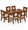 Vajra 6 Seater Dining Set In Provincial Teak Finish With Beige Colour Chair Vajra 6 Seater Dining Set In Provincial Teak Finish With Beige Colour Chair