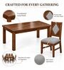 Vajra 6 Seater Dining Set In Provincial Teak Finish With Grey Colour Chair Vajra 6 Seater Dining Set In Provincial Teak Finish With Grey Colour Chair