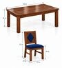 Vajra 6 Seater Dining Set In Provincial Teak Finish With Navy Blue Colour Chair Vajra 6 Seater Dining Set In Provincial Teak Finish With Navy Blue Colour Chair