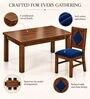 Vajra 6 Seater Dining Set In Provincial Teak Finish With Navy Blue Colour Chair Vajra 6 Seater Dining Set In Provincial Teak Finish With Navy Blue Colour Chair