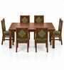 Vajra 6 Seater Dining Set In Provincial Teak Finish With Olive Green Colour Chair Vajra 6 Seater Dining Set In Provincial Teak Finish With Olive Green Colour Chair