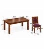 Vajra 6 Seater Dining Set In Provincial Teak Finish With Plum Colour Chair Vajra 6 Seater Dining Set In Provincial Teak Finish With Plum Colour Chair