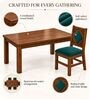 Vajra 6 Seater Dining Set In Provincial Teak Finish With Teal Green Colour Chair Vajra 6 Seater Dining Set In Provincial Teak Finish With Teal Green Colour Chair
