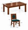 Vajra 6 Seater Dining Set In Provincial Teak Finish With Teal Green Colour Chair Vajra 6 Seater Dining Set In Provincial Teak Finish With Teal Green Colour Chair