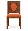 Vajra 6 Seater Dining Set In Provincial Teak Finish With Terracotta Orange Colour Chair Vajra 6 Seater Dining Set In Provincial Teak Finish With Terracotta Orange Colour Chair