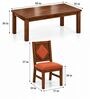 Vajra 6 Seater Dining Set In Provincial Teak Finish With Terracotta Orange Colour Chair Vajra 6 Seater Dining Set In Provincial Teak Finish With Terracotta Orange Colour Chair