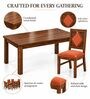 Vajra 6 Seater Dining Set In Provincial Teak Finish With Terracotta Orange Colour Chair Vajra 6 Seater Dining Set In Provincial Teak Finish With Terracotta Orange Colour Chair