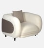 Vale Fabric 1 Seater Sofa with Leatherette Cladding in Beige Colour