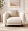 Vale Fabric 1 Seater Sofa with Leatherette Cladding in Beige Colour