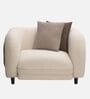 Vale Fabric 1 Seater Sofa with Leatherette Cladding in Beige Colour
