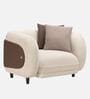 Vale Fabric 1 Seater Sofa with Leatherette Cladding in Beige Colour
