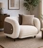 Vale Fabric 1 Seater Sofa with Leatherette Cladding in Beige Colour